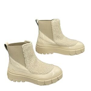 Sorel Cream Chunky Platform Sherpa Chelsea Ankle Boots
